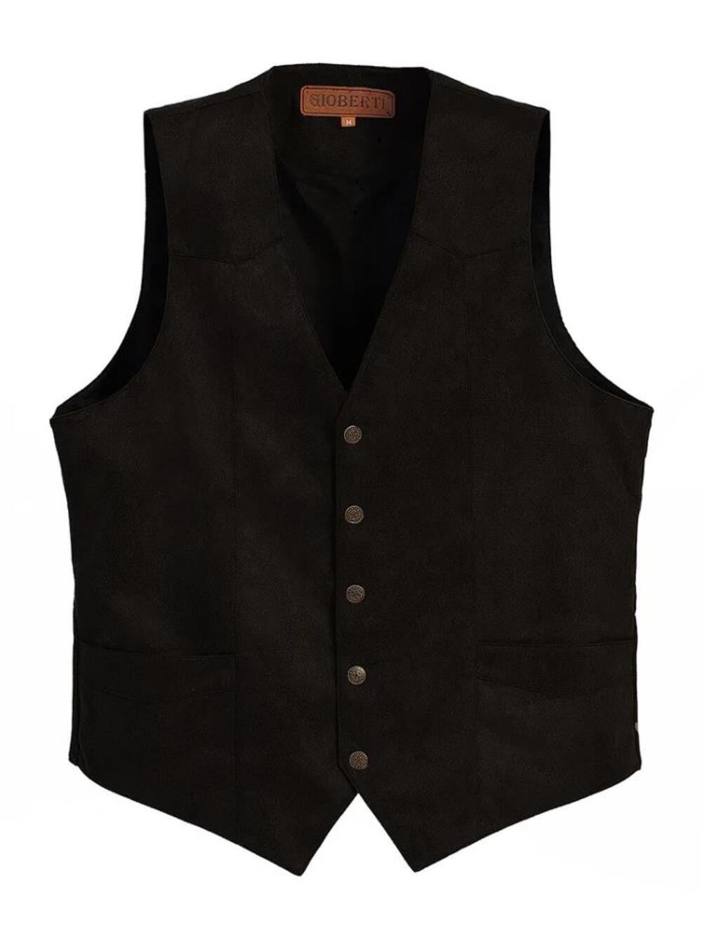 GIOBERTI Men's Faux Suede Vest Size M In Black